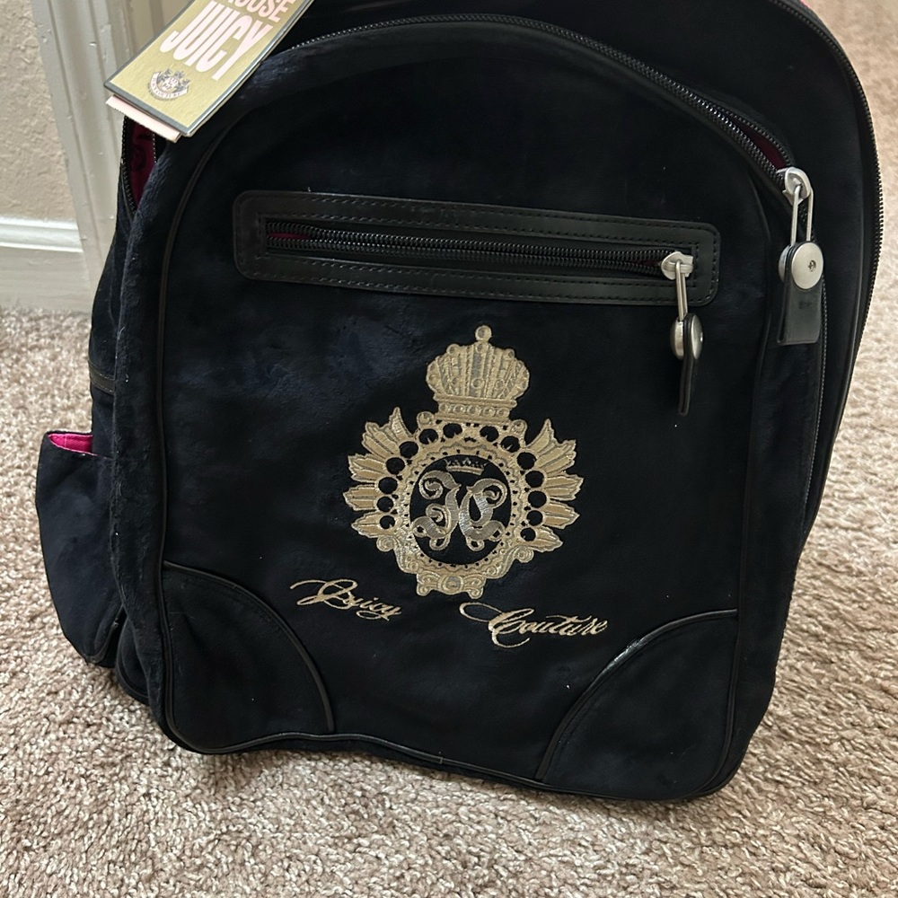 Chic Black Backpack with Pink Interior